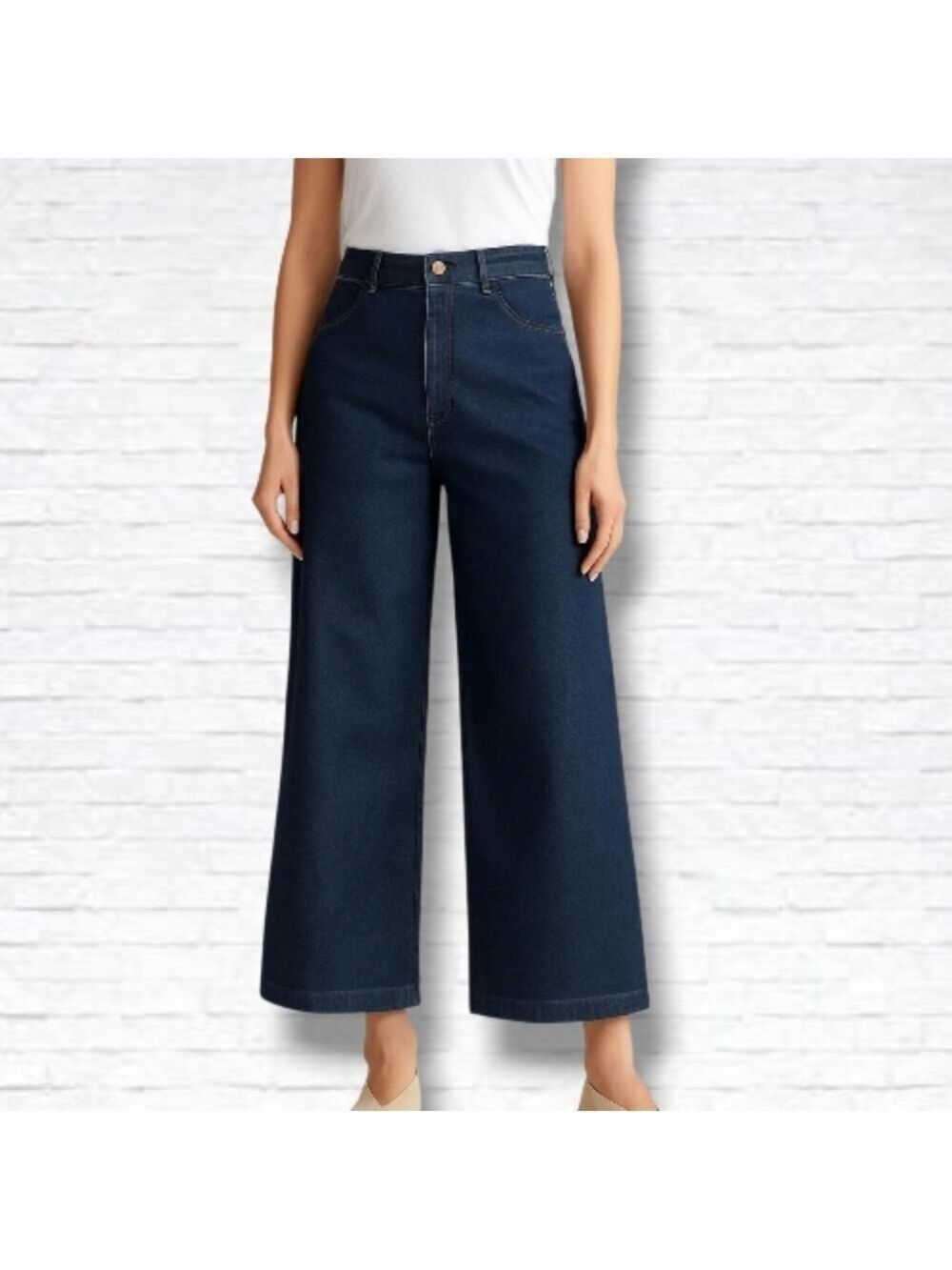 NEW! Lucky Brand Palazzo Liquid Denim Luxe Dark Wash Trouser Jeans Size 10/30